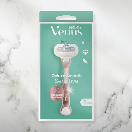 Gillette Venus Deluxe Smooth Sensitive Rosegold Razor + Replacement Heads