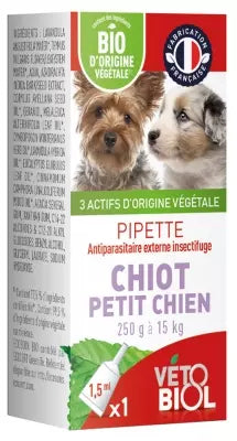 Vétobiol Pipette Puppy Small Dog 250G To 15Kg Organic 1 Pipette