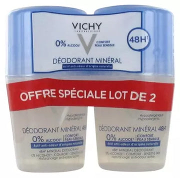 Vichy 48H Mineral Deodorant Roll-On 2 X 50Ml