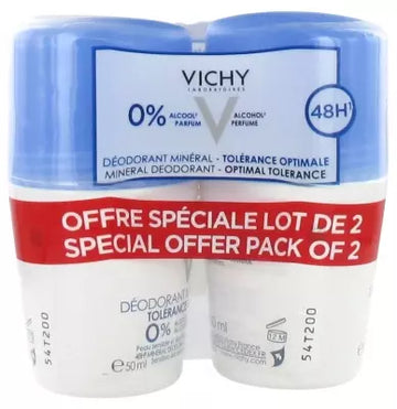 Vichy 48Hr Mineral Deodorant Optimal Tolerance Roll-On 2 X 50Ml