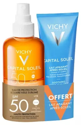 Vichy Capital Soleil Solar Protective Water Spf50 200 Ml + Soothing After-Sun Milk 100 Ml Free