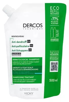 Vichy Dercos Anti-Dandruff Treatment Shampoo For Normal To Oily Hair Refill 500Ml