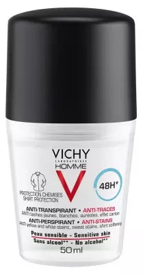 Vichy Homme 48H Antiperspirant Deodorant Anti-Mark Roll-On 50Ml