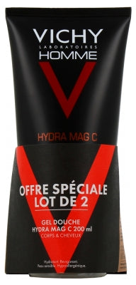 Vichy Homme Hydra Mag C Body & Hair Shower Gel 2 X 200Ml