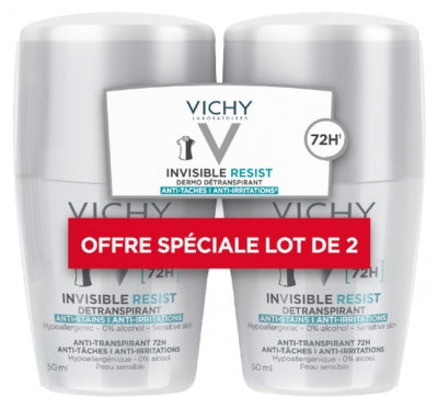 Vichy Invisible Resist Deodorant 72H Roll-On Set Of 2 X 50 Ml