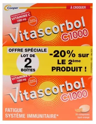 Vitascorbol C1000 Set Of 2 X 20 Chewable Tablets Special Offer