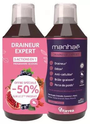 Vitavea Manhaé Draineur Expert Set Of 2 X 500 Ml