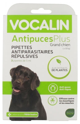 Vocalin Fleaplus Large Dog Repellent Pipettes 3 Pipettes Of 5 Ml