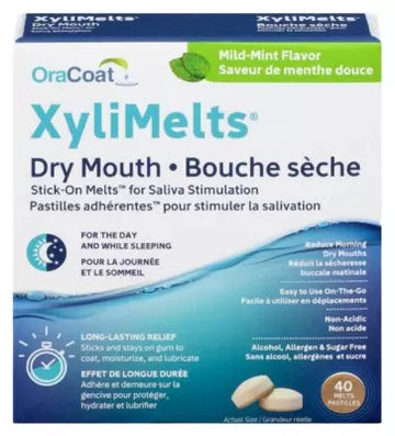 Xylimelts Dry Mouth Sweet Mint Flavor 40 Tablets