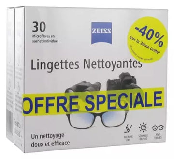 Zeiss Eyeglass Cleaning Wipes Set Of 2 X 30 Wipes