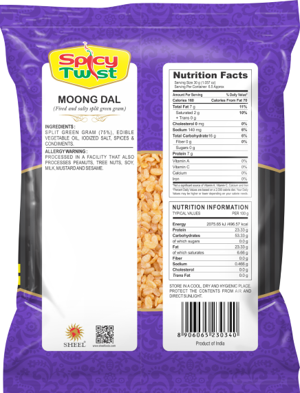 Spicy Twist -Snack- Moong Dal Plain Salted  - 1 Pack