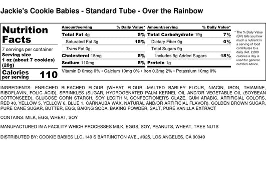 Jackie's Cookie Babies Crunchy Over The Rainbow Snacking Cookies Signature Tube