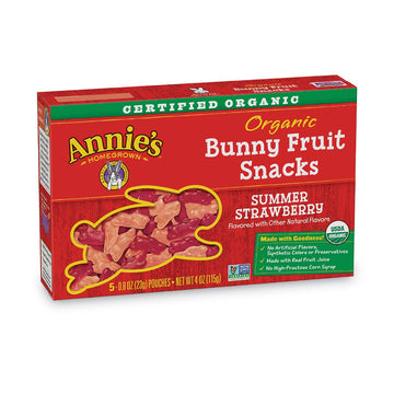 Annies Organic Bunny Fruit Snacks, Summer Strawberry, 5 Pouches,  Each