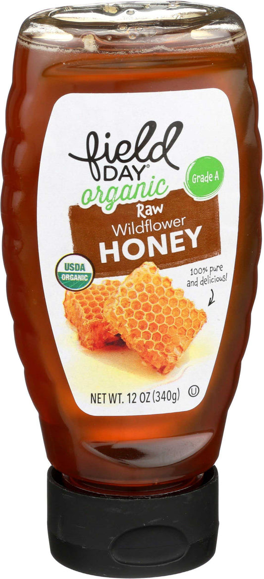 Field Day Organic 100 Percent Raw Wildflower Honey, 12 Per Case