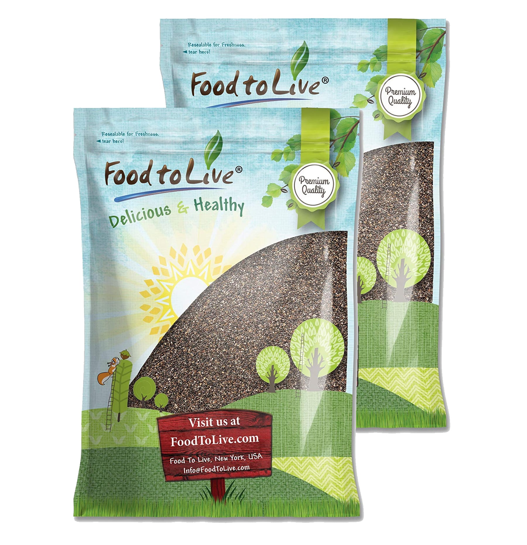 Black Chia Seeds, Non-GMO, Kosher, Sproutable, Raw, Vegan - by Food to Live