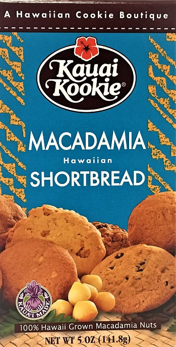 Kauai Kookie Macadamia Hawaiian shortbread 100% Hawaii Grown Macadamia Nuts , 1 Pack