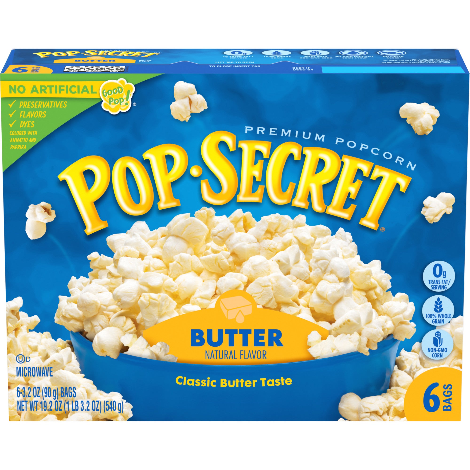 Pop Secret Microwave Popcorn, Butter Flavor,  Sharing Bags, 6 Ct