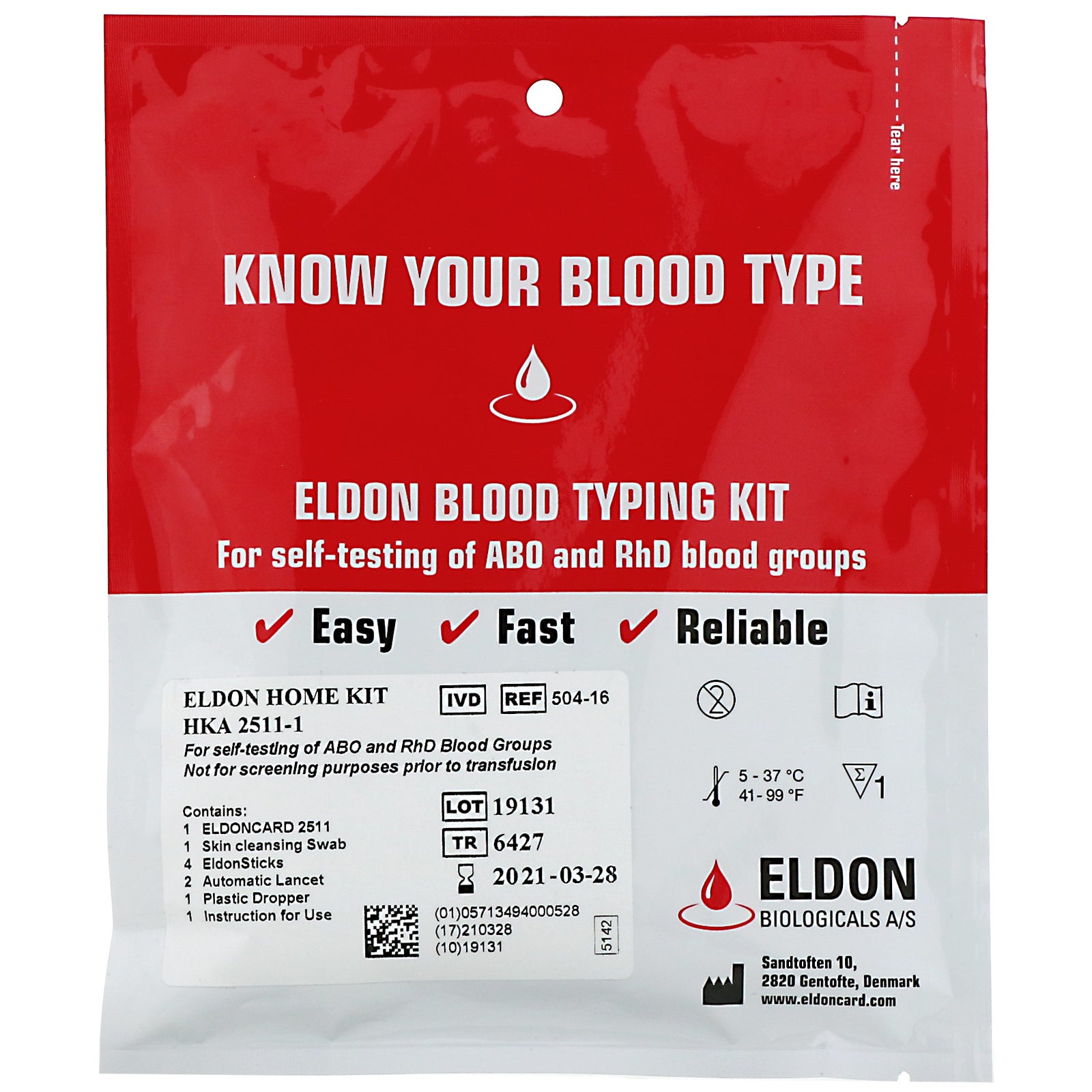 D'Adamo, Eldon Blood Typing Kit, 1 Easy Self-Testing Kit