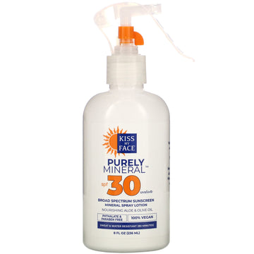 Kiss My Face, Purely Mineral, Broad Spectrum Sunscreen Mineral Spray Lotion, SPF 30 (236 ml)