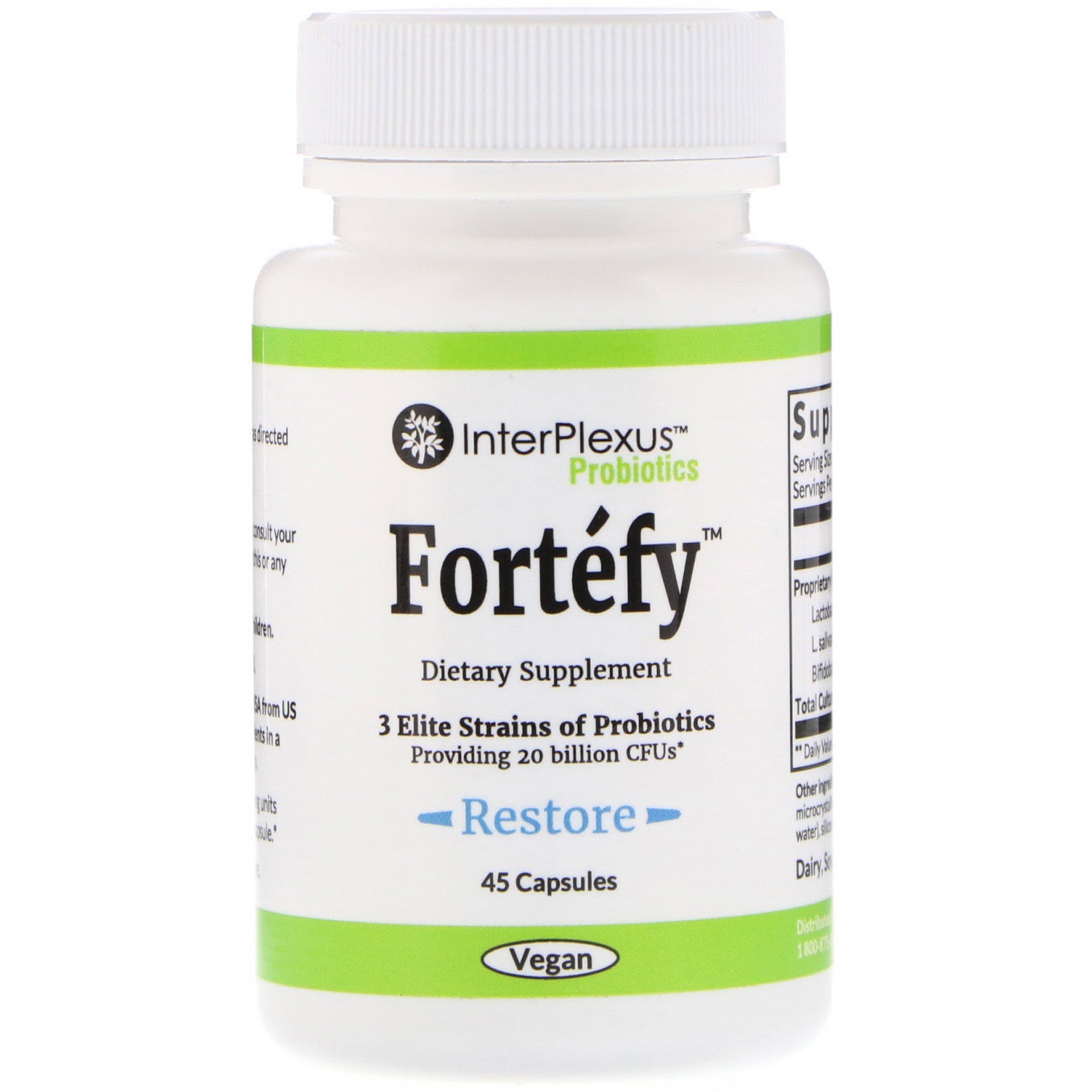 InterPlexus, Fortefy, 20 Billion CFU's, 45 Capsules