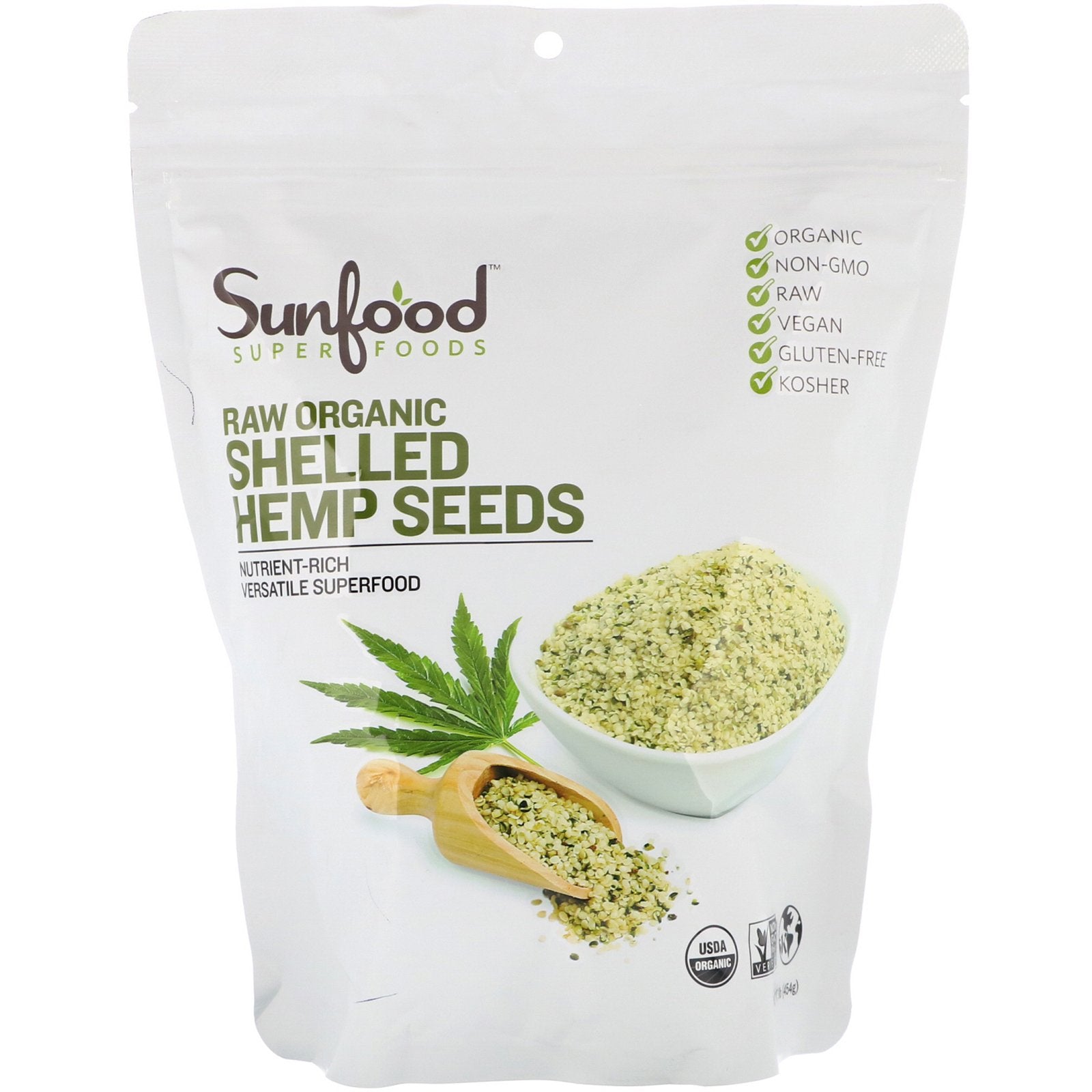 Sunfood, Raw Organic Shelled Hemp Seeds