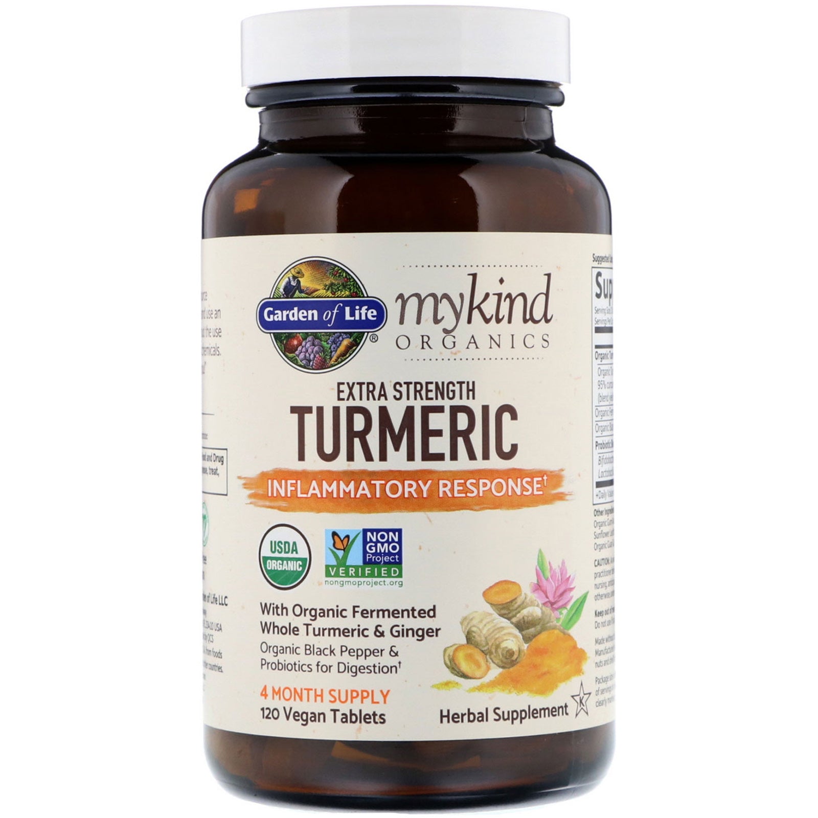 Garden Of Life, Mykind Organics, Extra Strength Turmeric, Inflammatory Response Vegan Tablets