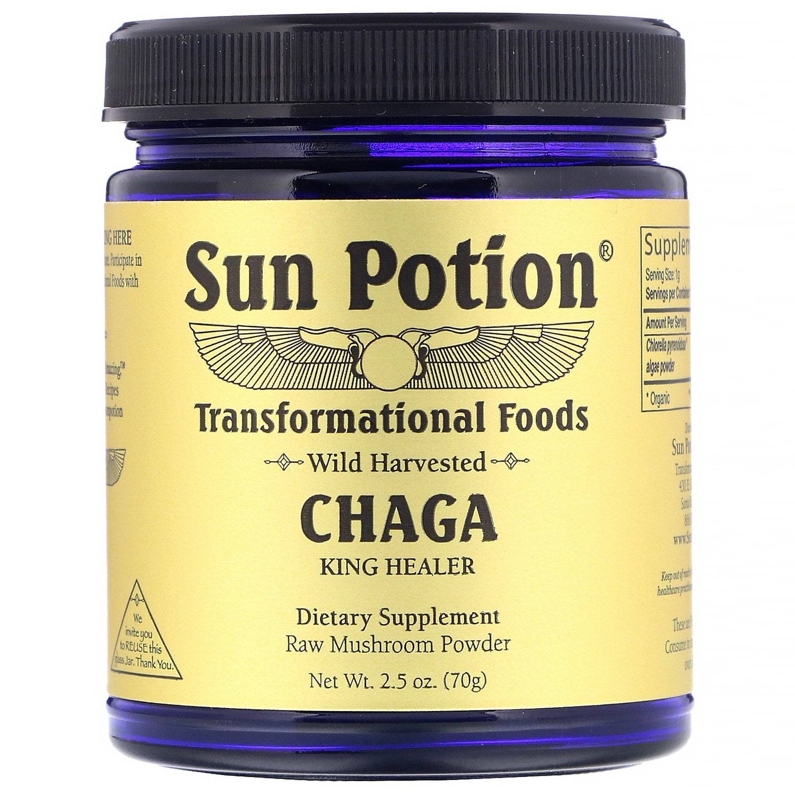 Sun Potion, Chaga Raw Mushroom Powder, Wild Harvested, (70 g)