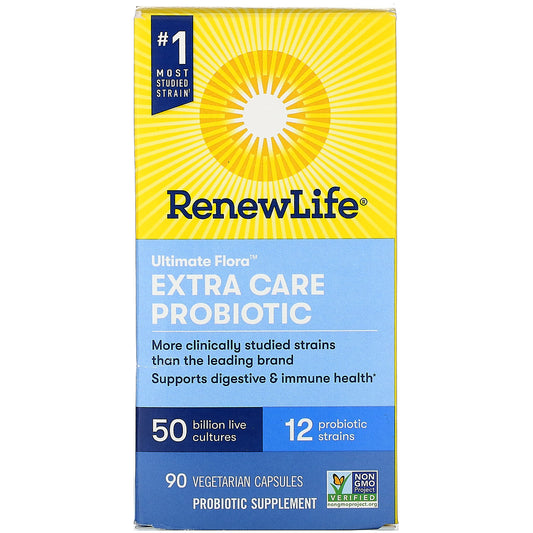 Renew Life, Ultimate Flora, Extra Care Probiotic, 50 Billion Live Cultures Vegetarian Capsules