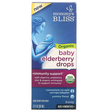 Mommy's Bliss, Organic Baby Elderberry Drops, Age 4 Months+