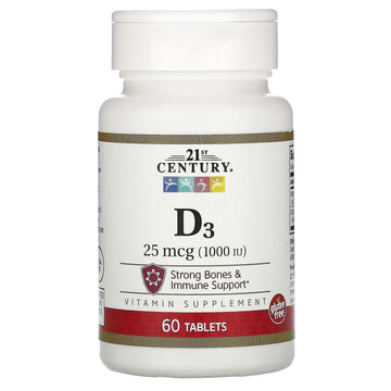 21st Century, D3, 25 mcg (1,000 IU), Tablets