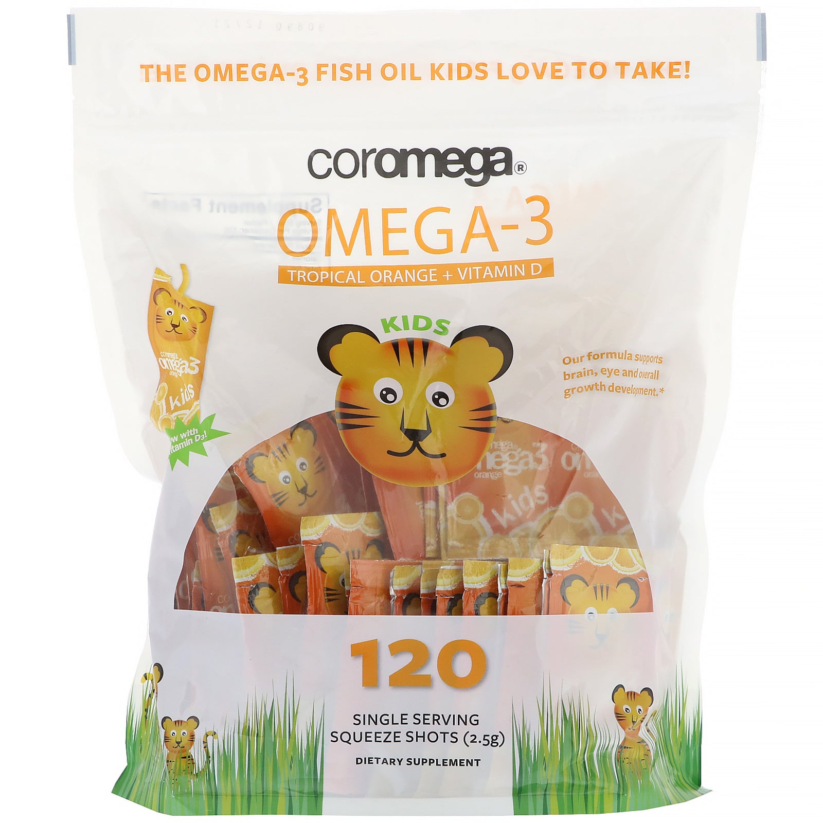 Coromega, Omega-3, Kids, Tropical Orange + Vitamin D