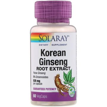 Solaray, Korean Ginseng Root Extract, 535 mg, Vegcaps