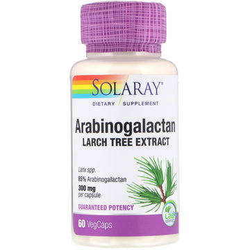 Solaray, Arabinogalactan, Larch Tree Extract, 300 mg, Vegcaps