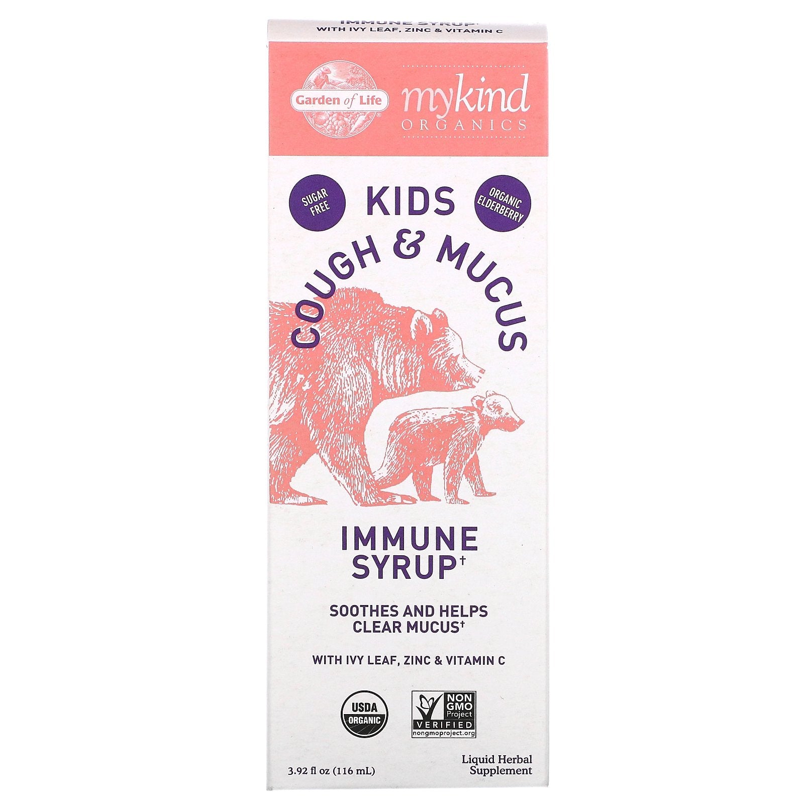 Garden Of Life, Mykind Organics, Kids Cough & Mucus, Immune Syrup With Ivy Leaf, Zinc & Vitamin C