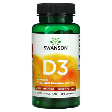 Swanson, Vitamin D3, Bone and Immune, Highest Potency, 5,000 IU Softgels