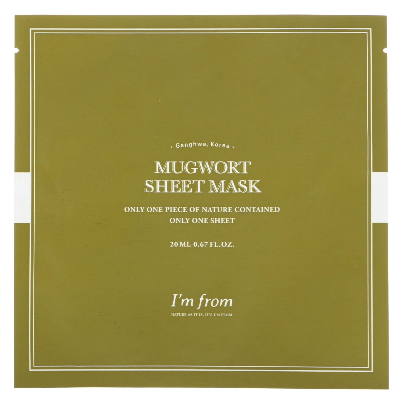 I'm From, Mugwort Beauty Sheet Mask, 0.67 fl oz (20 ml)