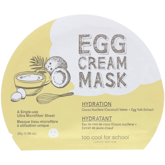 Too Cool for School, Egg Cream Beauty Mask, 1 Sheet, 0.98 oz (28 g)