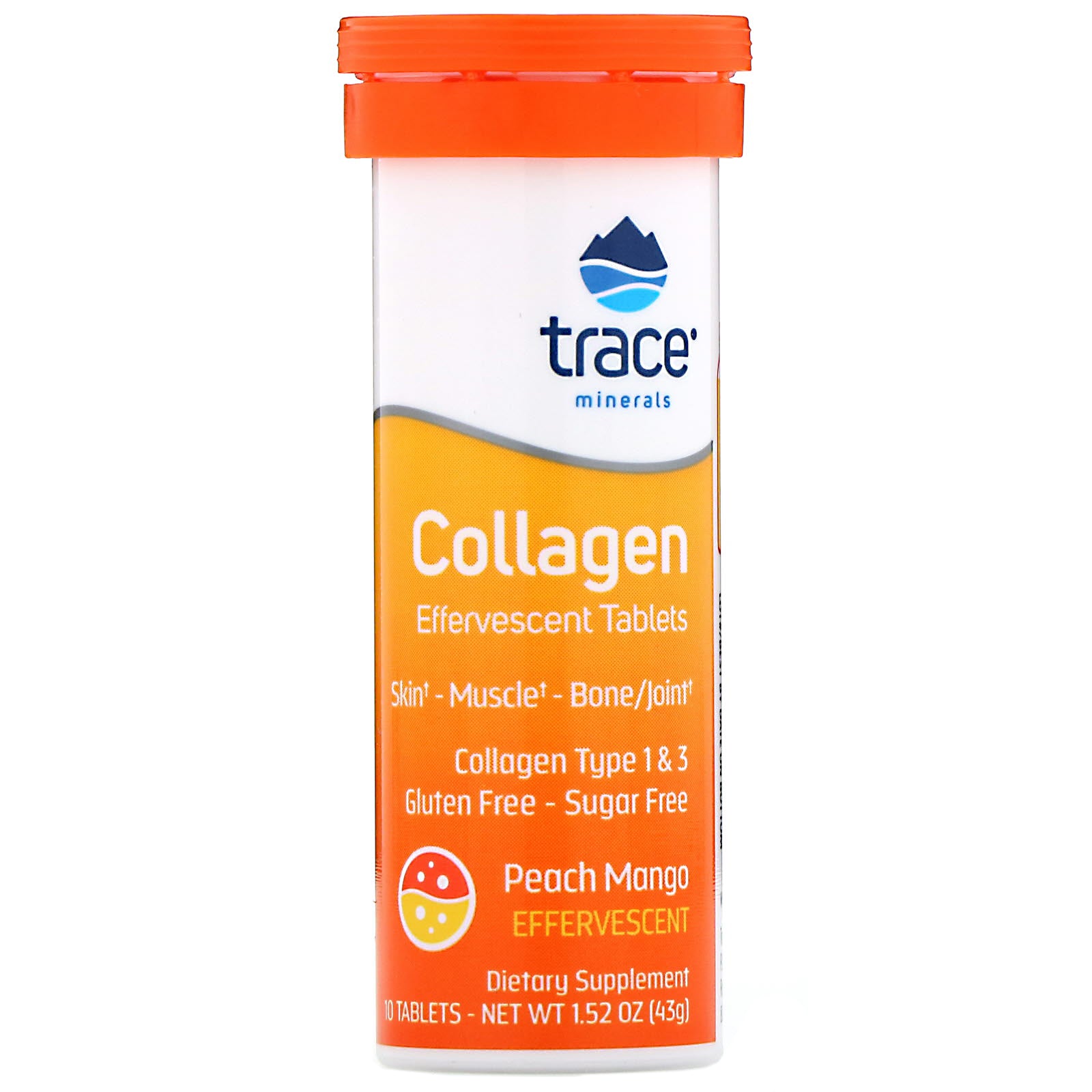 Trace Minerals ?, Collagen Effervescent Tablets, Peach Mango