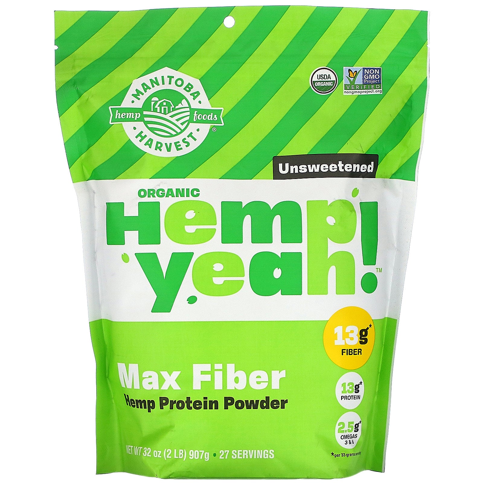 Manitoba Harvest, Hemp Yeah! Max Fiber Hemp Protein Powder, Unsweetened (907 G)