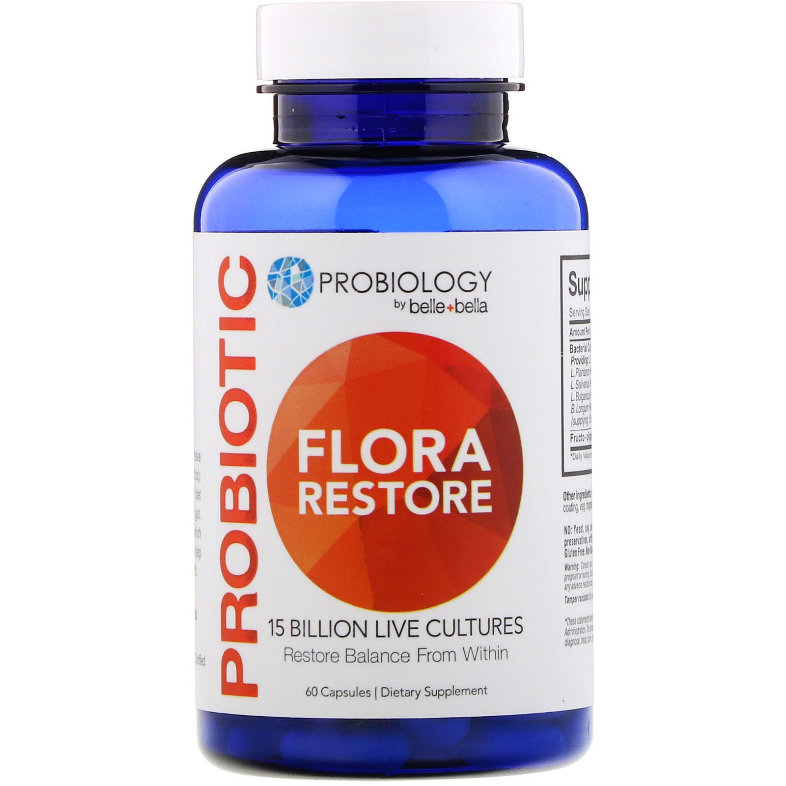 Belle+Bella, Probiology, Probiotic Flora Restore, 15 Billion Cfu Capsules
