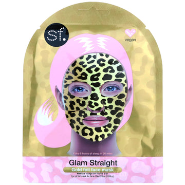 SFGlow, Glam Straight, Gold Foil Beauty Face Mask, 0.85 oz (25 ml)