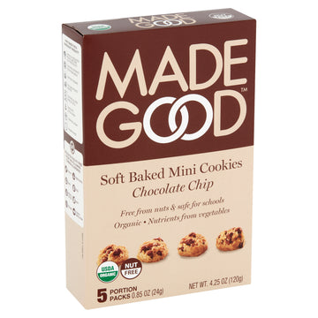 MadeGood Chocolate Chip Soft Baked Mini Cookies, 5 count