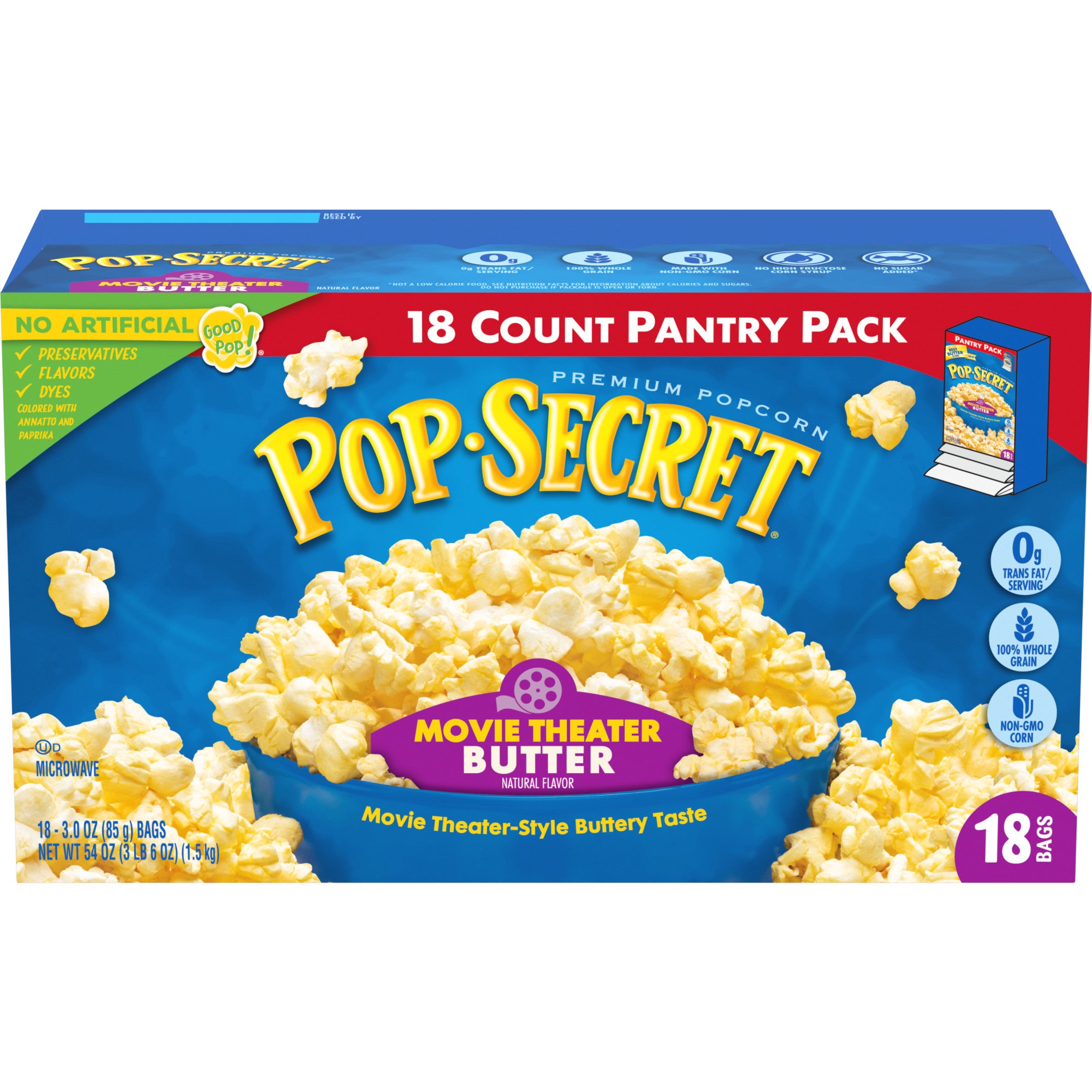 Pop Secret Microwave Popcorn, Movie Theater Butter Flavor, 3 Oz Sharing Bags