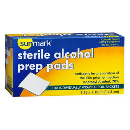 Sunmark Sterile Alcohol Prep Pads 100 each By Cypress Medica