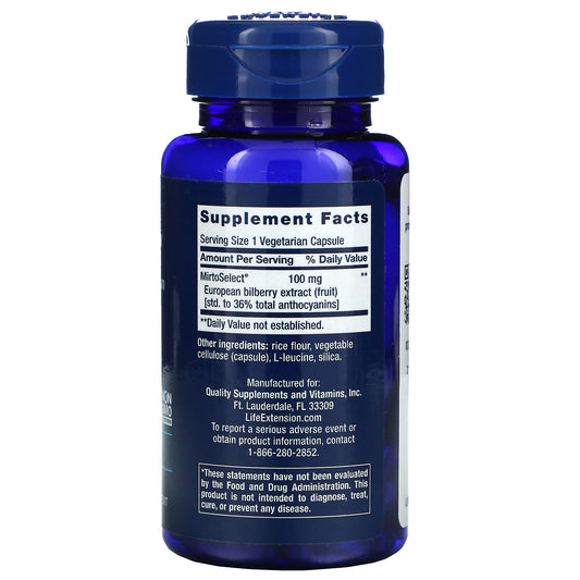 Life Extension, Standardized European Bilberry Extract, 100 mg, Vegetarian Capsules