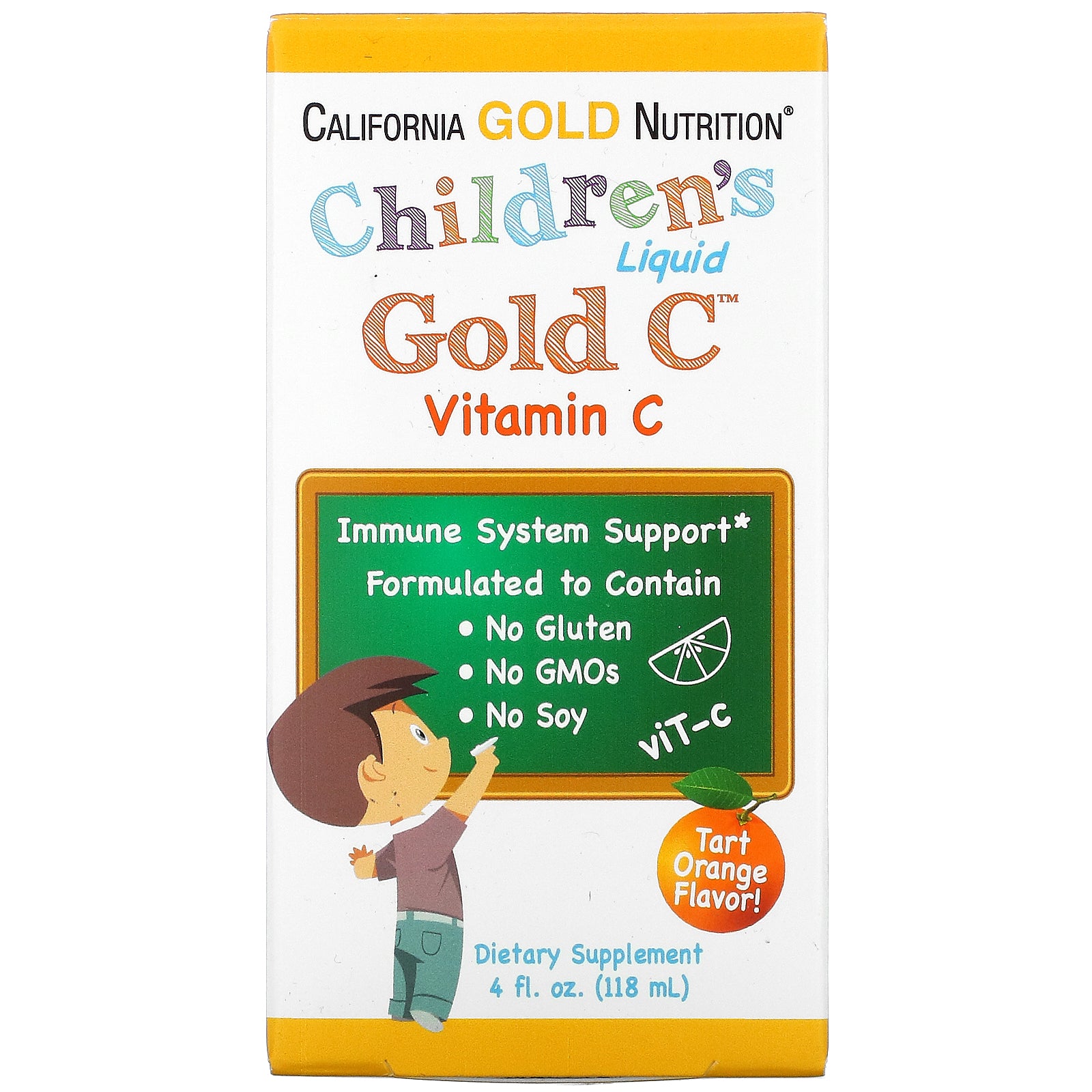 California Gold Nutrition, Children's Liquid Gold Vitamin C, USP Grade, Tart Orange Flavor