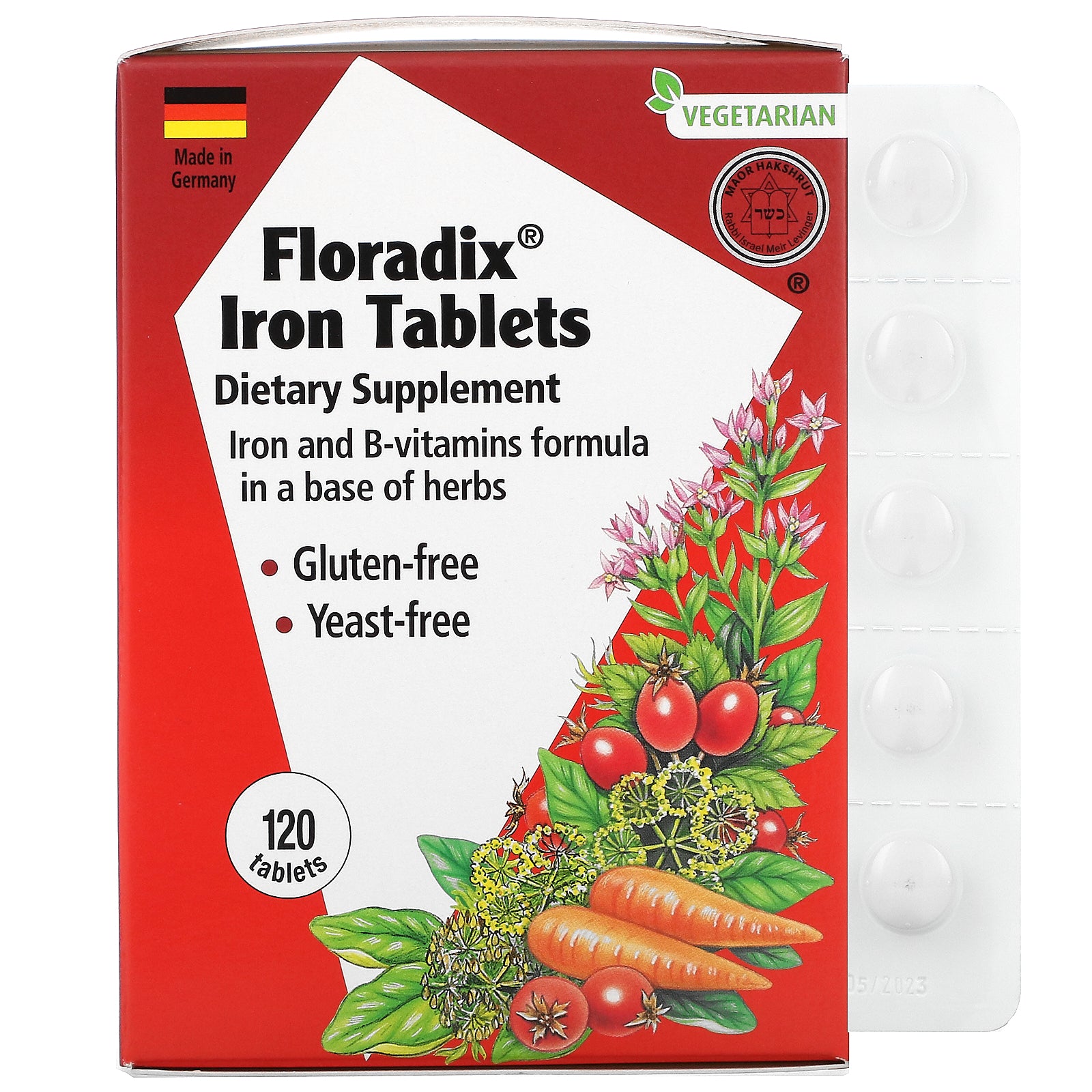 Gaia Herbs, Floradix, Iron Tablets, Tablets