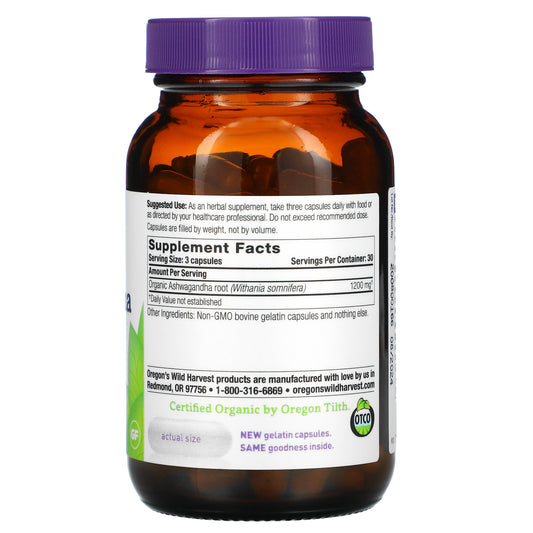 Oregon's Wild Harvest, Ashwagandha, Gelatin Capsules
