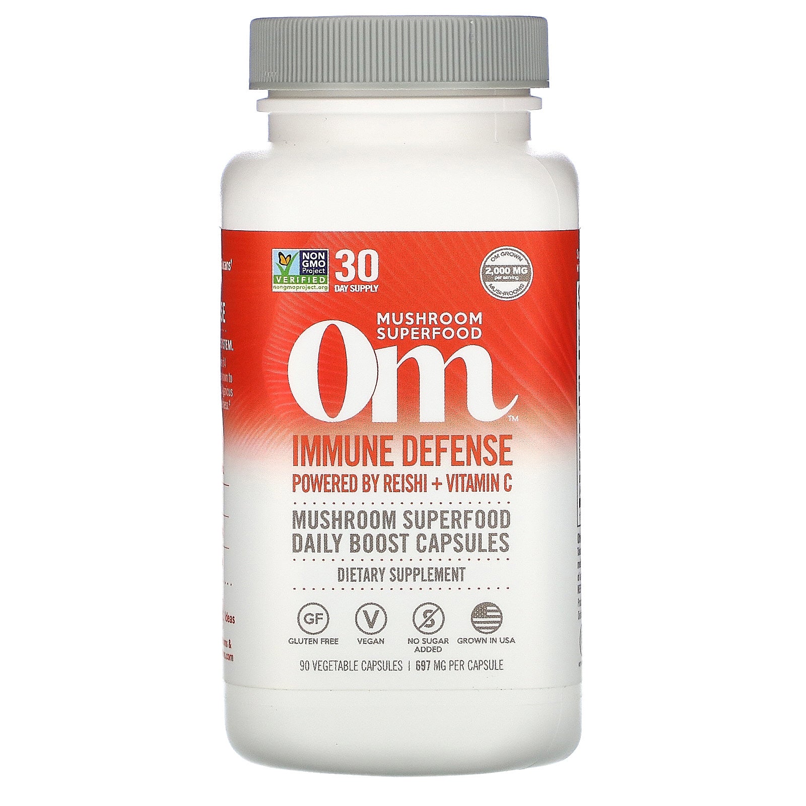 Om Mushrooms, Immune Defense, Powered by Reishi + Vitamin C