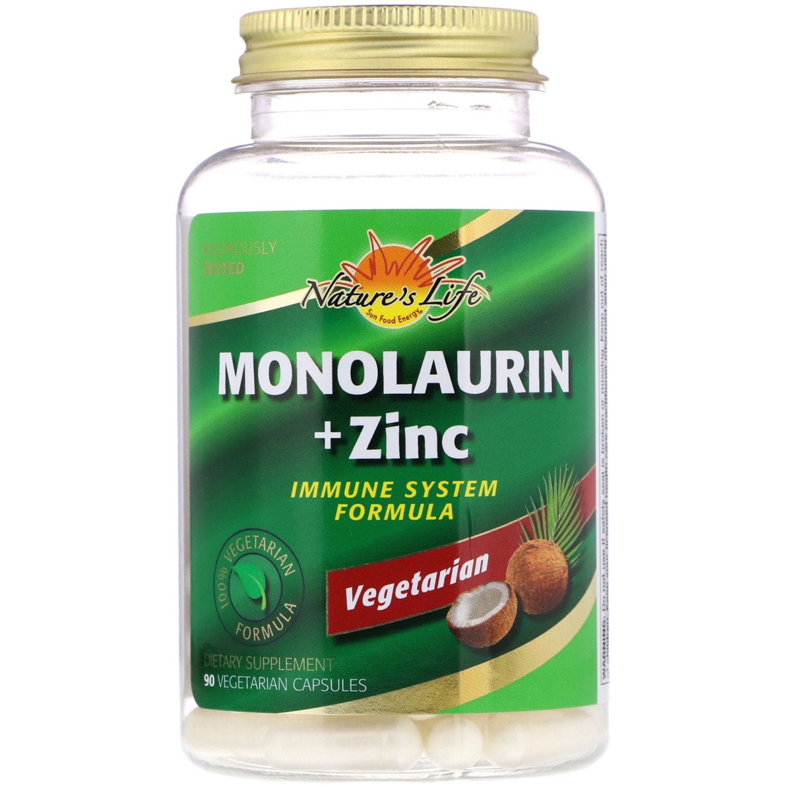 Nature's Life, Monolaurin + Zinc, Vegetarian Capsules